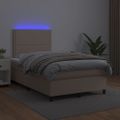 vidaXL Boxspring posteľ+matrac a LED, kapučínová 120x190cm, umelá koža