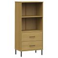 vidaXL Knižnica s 2 zásuvkami hnedá 60x35x128,5 cm masívne drevo OSLO