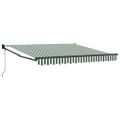 vidaXL Sklopná markíza Zelená a biela 350 x 250 cm Polyester a kov