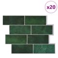 vidaXL Subway dlažba 20 ks Tmavozelená 29 x 21 cm Polyuretán a PET