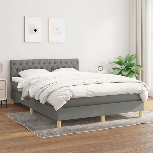 vidaXL Boxspring posteľ s matracom tmavosivá 140x190 cm látka