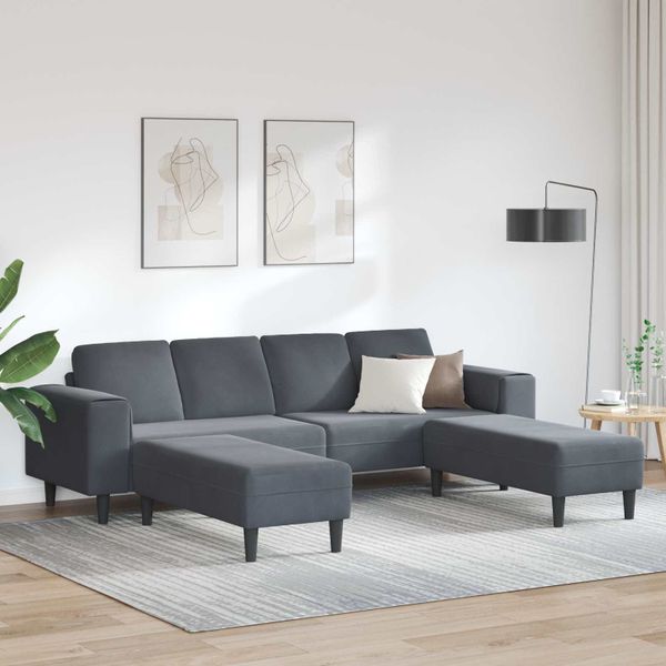 vidaXL Pohovka do obývačky 3 pcs Tmavo šedá 250 x 188 x 76 cm