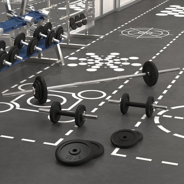 vidaXL Obojručná a jednoručná činka so závažiami 60 kg, liatina