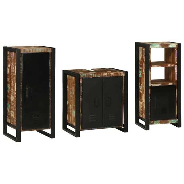 vidaXL Sada kúpeľňového nábytku Nástenný 3 pcs Masívne obnovené drevo