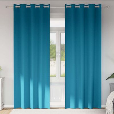vidaXL Záclony na zatemnenie s krúžkami 2 pcs Tyrkysová 260 x 140 cm