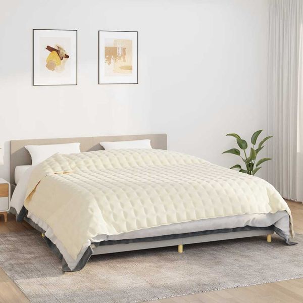 vidaXL Záťažová prikrývka bledokrémová 235x290 cm 11 kg látka