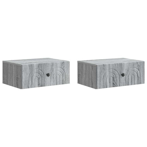 vidaXL Nástenná nočná skrinka 2 pcs Sivá sonoma 49 x 34,5 x 20 cm