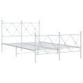 vidaXL Kovový rám postele s čelom a podnožkou biely 120x200 cm
