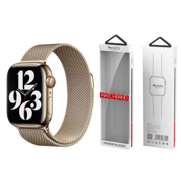YESIDO WB22 MAGNETIC STAINLESS STEEL STRAP for APPLE WATCH (42/44/45/49) GOLD
