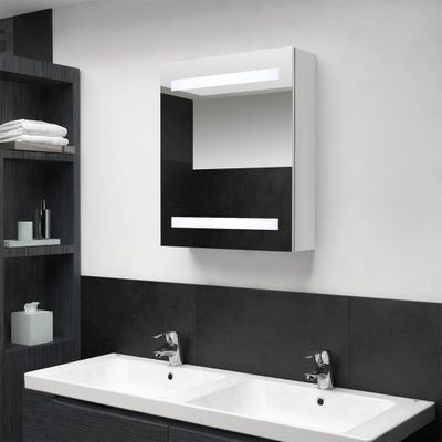 vidaXL LED kúpeľňová zrkadlová skrinka žiarivá biela 50x14x60 cm