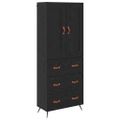 vidaXL Highboard Čierny dub 69,5 x 34 x 180 cm Kompozitné drevo