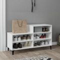 vidaXL Botník lesklý biely 102x36x60 cm spracované drevo