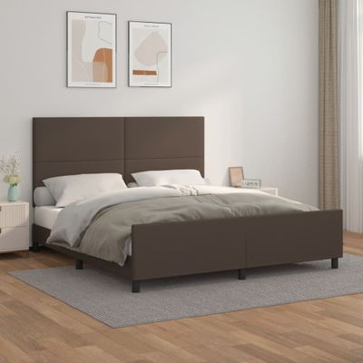 vidaXL Posteľný rám s čelom hnedý 160x200 cm umelá koža