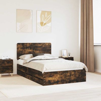 vidaXL Rám postele Dymová dub 120 x 200 cm Inžinierske drevo