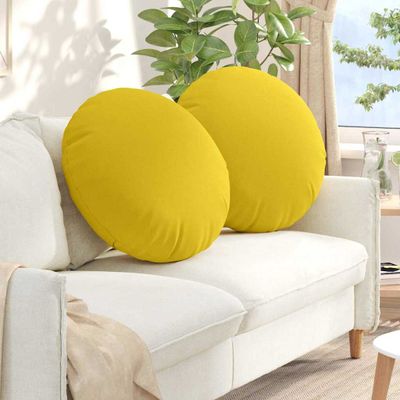 vidaXL Vankúše na sedenie 2 pcs Svetložltá Ø80 x 29 cm látka