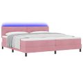 vidaXL LED box s pružinami s čelnou doskou Ružová 200 x 200 cm Zamat