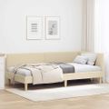 vidaXL Rohový rám postele Krémová 90 cm x 190 cm Tkanina a preglejka