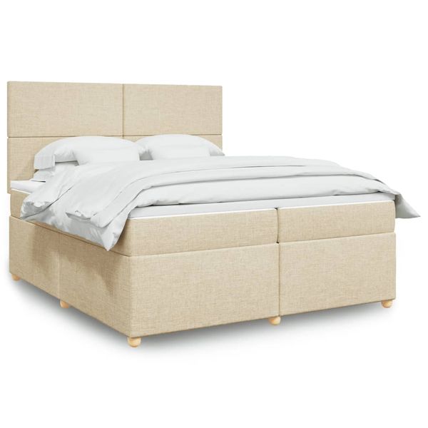 vidaXL Boxspring posteľ s matracom krémová 200x200 cm látka