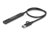 4 Port Slim USB Hub with USB Type-C or U