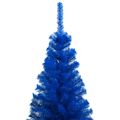 vidaXL Osvetlený umelý vianočný stromček s guľami, modrý 240 cm, PVC