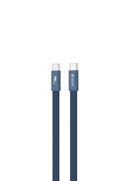 Devia Ultra3 USB-C PD 240W kovový tkaný plochý rýchlonabíjací kábel 1,5 m modrý