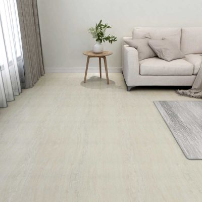 vidaXL Podlahové dosky 5,11 m² 55 pcs PVC Krémovo biela