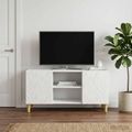 vidaXL TV skrinka 102 x 34,5 x 50 cm Biela s vysokým leskom