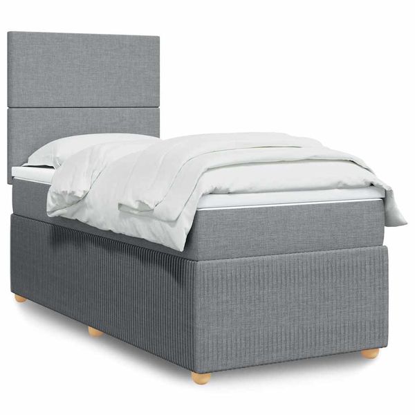 vidaXL Boxspring posteľ s matracom bledosivý 100x200 cm látka