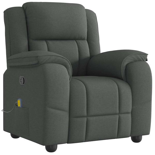 vidaXL Masážne kreslo s polohovacím mechanizmom, tmavosivá látka