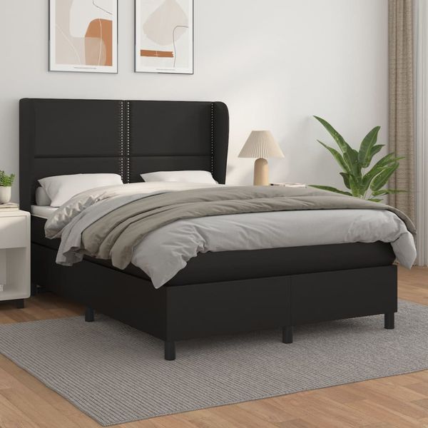 vidaXL Boxspring posteľ s matracom čierny 140x190 cm umelá koža