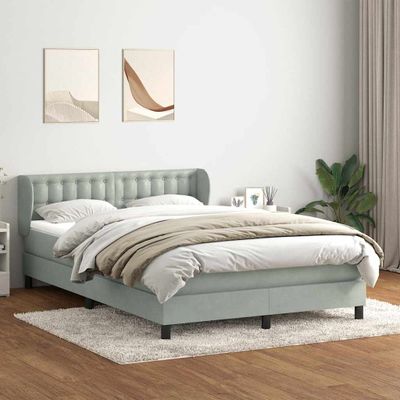 vidaXL Posteľný rám boxsping s matracom bledosivý 160x210 cm zamat