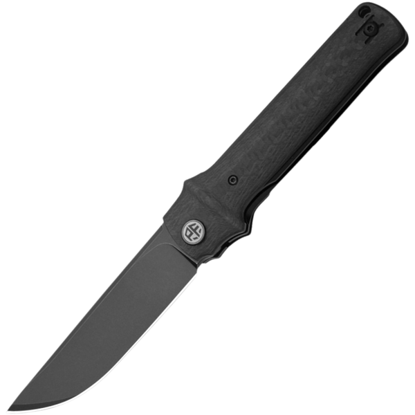 Petrified Fish PFB04CDW Tena vreckový nôž 9,7 cm, Black Stonewash, čierna, uhlíkové vlákno