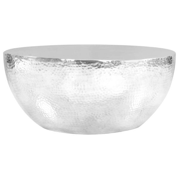 vidaXL Tepaný hliníkový konferenčný stolík 70x30 cm strieborná farba