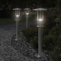 vidaXL Vonkajšie stojace lampy 3 ks strieborné 60cm nehrdzavejúca oceľ