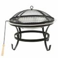 vidaXL 2 v 1 ohnisko s grilom a kutáčom 56x56x49 cm nehrdzavejúca oceľ