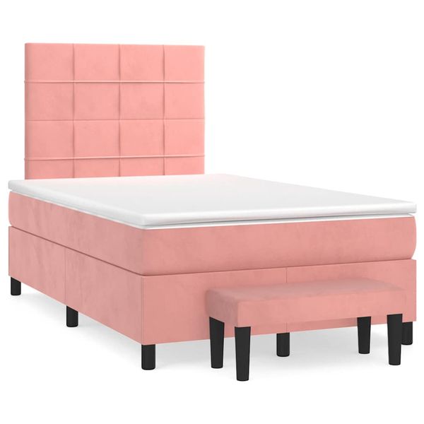 vidaXL Boxspring posteľ s matracom, ružová 120x190 cm, zamat