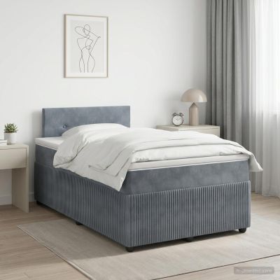 vidaXL Posteľ boxspring s matracom Tmavosivá 120 x 200 cm Zamat