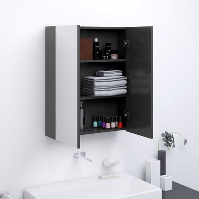 vidaXL Kúpeľňová zrkadlová skrinka 60x15x75 cm MDF sivá