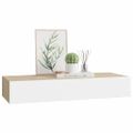 vidaXL Nástenná zásuvková polica dubová a biela 60x23,5x10 cm MDF