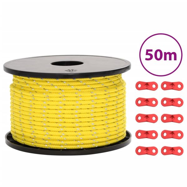 vidaXL Stanové lano s reflexnými pásikmi a napinákmi 50 m 5 mm
