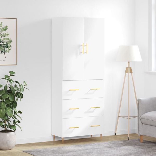 vidaXL Vysoká skrinka biela 69,5x34x180 cm spracované drevo