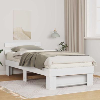 vidaXL Rám postele Biela 80 x 200 cm Masívne borovicové drevo