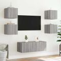 vidaXL TV nástenné skrinky s LED svetlami 2ks sivá sonoma 30,5x35x30cm