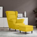 vidaXL Kreslo wingback s podnožkou horčicovo-žlté zamatové