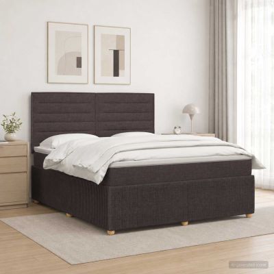 vidaXL LED boxspring posteľ s matracom Tmavohnedá 140 x 200 cm Látka