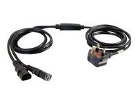 Rozdeľovač napájania - BS 1363 (M) na power IEC 60320 C13 - AC 250 V - 3 m - lisovaný - čierna - Veľká Británia