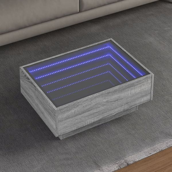 vidaXL Konferenčný stolík s LED sivá sonoma 70x50x30cm kompozit. drevo