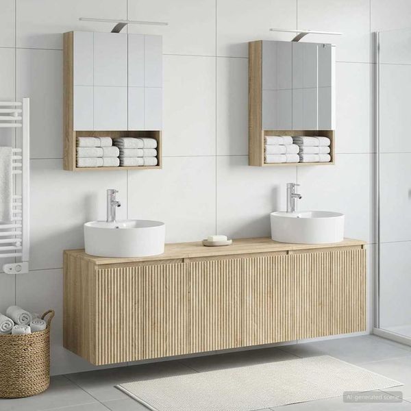 vidaXL Set kabinetov do kúpeľne 5 pcs Dub sonoma Kompozitné drevo