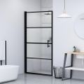 vidaXL Sprchové dvere 81x195 cm polopriehľadné tvrdené sklo čierne