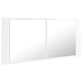 vidaXL LED kúpeľňová zrkadlová skrinka lesklá biela 100x12x45 cm akryl